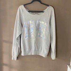 Retro Off-shoulder iridescent PINK New York sweatshirt size medium